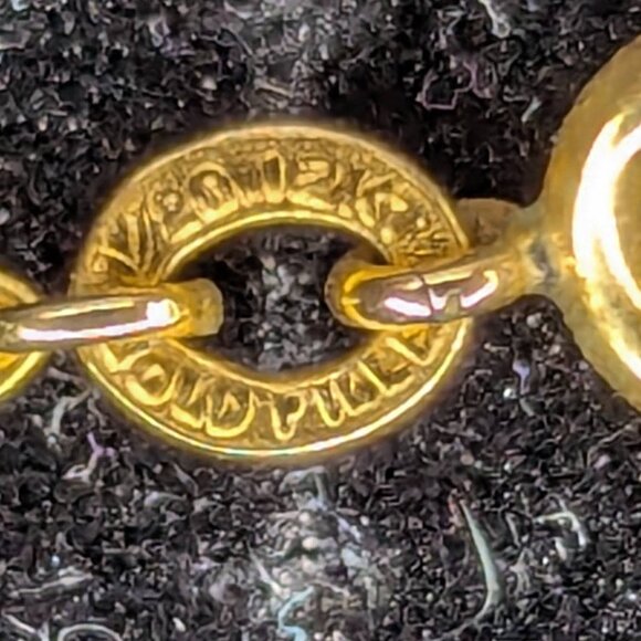 Antique Mourning Gold Locket Necklace 1/20 12KT Gold Filled Magnet Chain - Picture 6 of 15